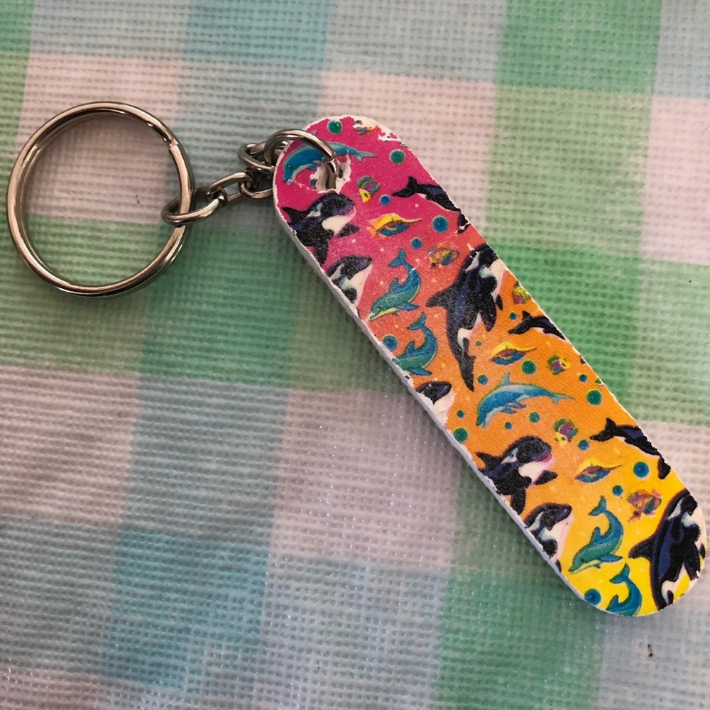 Vintage Lisa Frank Sea Animals Nail File Keychain Gem